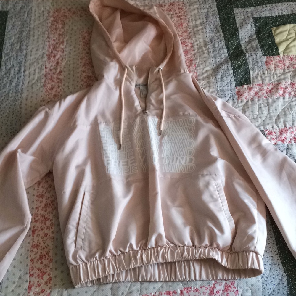 Forever 21 Pink “Free Your Mind” Windbreaker SZ S